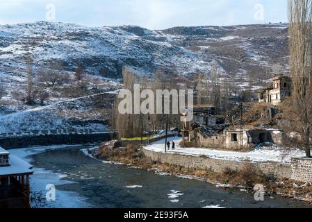 View of the city center near Kars castle. Kars is a city in northeast Turkey and the center of Kars Province. Stock Photo