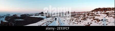 Panoramic view of Ani Ruins. Ani is a ruined medieval Armenian city situated in the Turkish province of Kars near the closed border with Armenia. Stock Photo