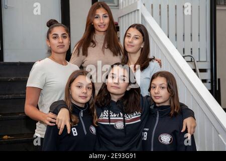 Portrait of six sisters Stock Photo