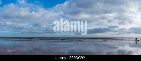 Panorama of beach at low tide in Dawlish Warren, Devon, England, Europe Stock Photo