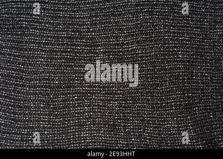 texture of black knitted woolen cloth, full frame Stock Photo