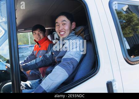 Driving trucks logistics personnel Stock Photo