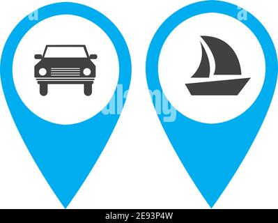 Transport buttons set with map Vector illustration transportation map point icon  transport pointers on map Stock Vector