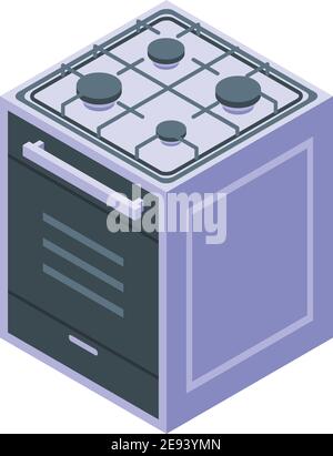 Kitchen burning gas stove icon. Isometric of kitchen burning gas stove vector icon for web design isolated on white background Stock Vector