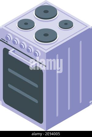 Food burning gas stove icon. Isometric of food burning gas stove vector icon for web design isolated on white background Stock Vector