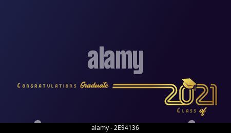 Class 2021 gold lettering graduation 3d logo Vector Image
