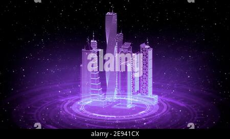 outlined urban buildings 3d renders, cg industrial 3d illustration ...
