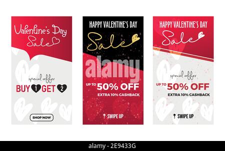 Valentine's day sale long banner template. Vector Eps 10 Stock Vector