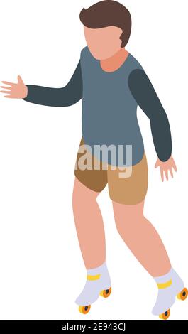 Boy inline skates icon. Isometric of boy inline skates vector icon for web design isolated on white background Stock Vector