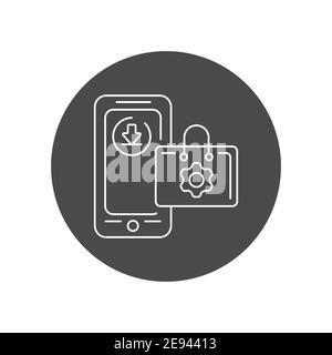 App store mobile application in smartphone black glyph icon. Pictogram for web page, mobile app, promo. UI UX GUI design element. Editable stroke. Stock Vector