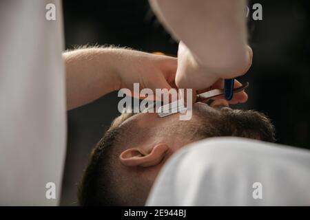 Long Hair Freak Crazy Man Hold Scissors, Trimmer and Guy Want Cut His Hair.  Concept for Barber Shop Stock Image - Image of person, bearded: 182062033