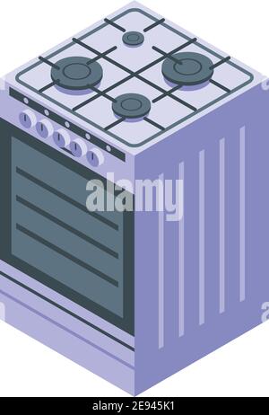 Burning gas stove icon. Isometric of burning gas stove vector icon for web design isolated on white background Stock Vector