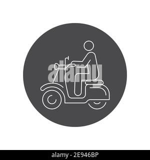Person rides scooter black glyph icon. City transport rental. Pictogram for web, mobile app, promo. UI UX design element. Editable stroke Stock Vector
