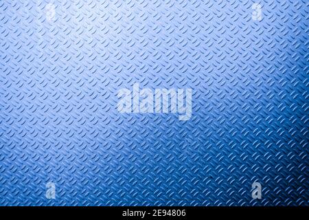 Background of Metal Diamond Plate in blue Color Stock Photo