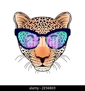 Leopard muzzle with sunglasses Stock Vector