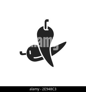 Chilli red pepper black glyph icon. Paprika. Vector illustration Stock Vector