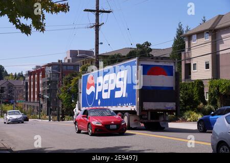 The car of PepsiCo, Inc. during the delivery of beverages. Kirkland, Pepsi. Washington. US. August 2019. Stock Photo