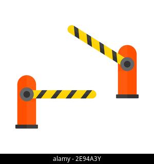 Automatic car barrier icon. Open and closed barrier in flat style. Vector color illustration isolated on white. Stock Vector