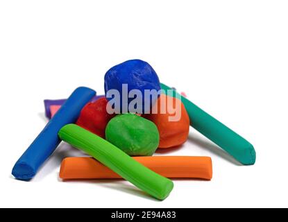 Colorful plasticine against a white background Stock Photo