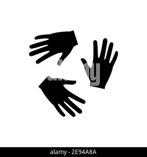 Hands together in round shape. Humanitarian assistance black silhouette. Voluntary, charity, donation icon. Vector business illustration isolated Stock Vector