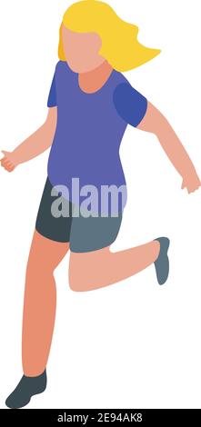 Girl active football player icon. Isometric of girl active football player vector icon for web design isolated on white background Stock Vector