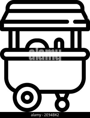 Pushcart food street icon. Outline pushcart food street vector icon for web design isolated on white background Stock Vector