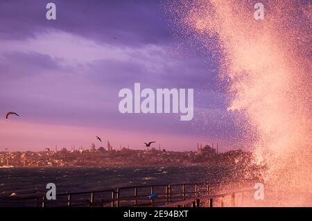 Giant sea waves - stock photo Stock Photo