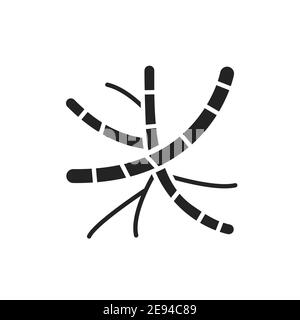 Bacteria filamentous black glyph icon. Vector illustration. Stock Vector