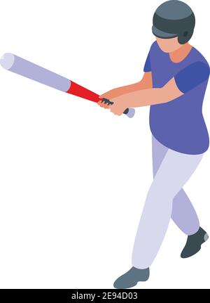 Baseball hitter icon. Isometric of baseball hitter vector icon for web design isolated on white background Stock Vector