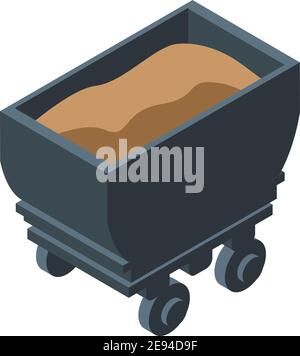 Mine wagon icon. Isometric of mine wagon vector icon for web design isolated on white background Stock Vector
