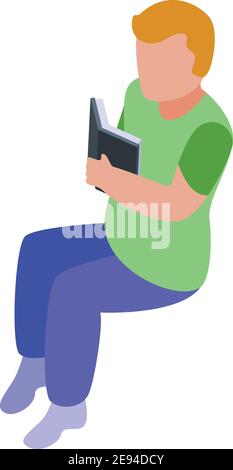 Student reading icon. Isometric of student reading vector icon for web design isolated on white background Stock Vector
