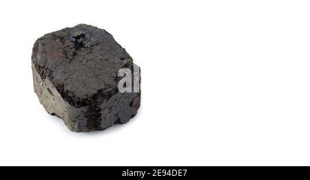 Coal fuel briquette isolated on white background. Stock Photo