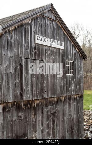 It's a state park with 71 acres in Ballard State Forest in southeast NH.  This site was created to protect the old (1799) mill known as Taylor Up land. Stock Photo