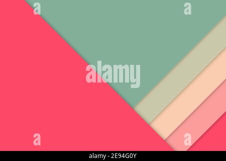 Abstract background illustration of diagonal layers of overlapping pink and green paper with space for text. Stock Photo