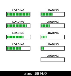 Battery charge indicator icons in vector modern graphics set . Stock Vector