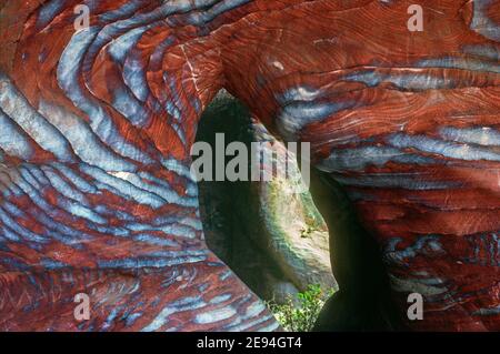 Natural rock colours in cave Petra Jordan Stock Photo