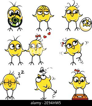 Funny chickens individually grouped. Stock Vector
