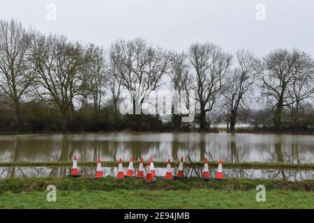 Cookham, Berkshire, UK. 2nd Feb 2021. Flooding near Cookham after the Thames bursts its banks in and together with ground water floods the village, causing road closures. Credit: One Up Top Editorial Images/Alamy Live News Stock Photo