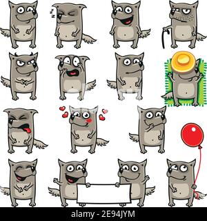 Smiley wolves, dogs Stock Vector