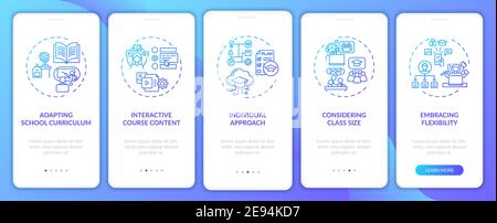 Online teaching tips onboarding mobile app page screen with concepts Stock Vector