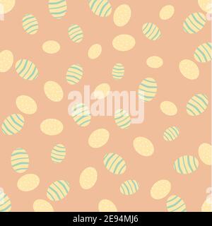 Vector illustration seamless background. Pattern of yellow Easter eggs. Design of banner postcards packaging Stock Vector