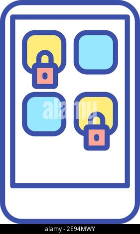 App block for smartphone RGB color icon Stock Vector