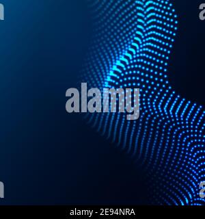 Beautiful wave shaped array of glowing dots.Abstract vector design element. Stock Vector