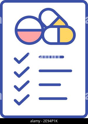 Medication management RGB color icon Stock Vector