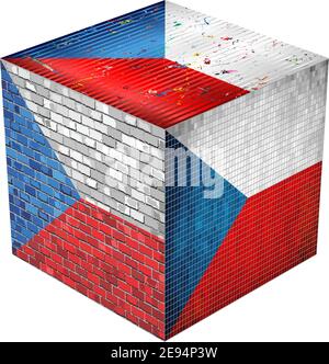 Czech Cube - Illustration,  Abstract grunge mosaic flag of Czech Stock Vector