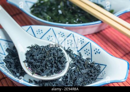 Wallpapers with Japanese food: wakame seaweed (Undaria pinnatifida) Stock Photo