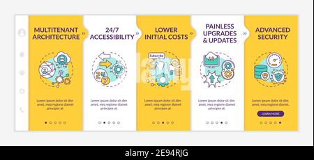 Software as service benefits onboarding vector template Stock Vector