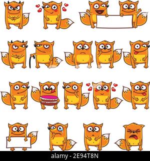 16 smiley foxes individually grouped for easy copy-n-paste. (3) Stock Vector