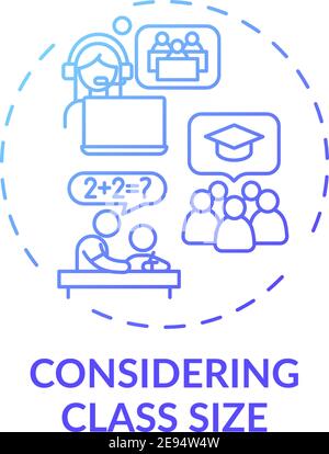 Considering class size concept icon Stock Vector