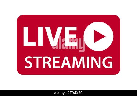 Live streaming icon vector symbol, isolated on white background. Button video player . Stock Vector